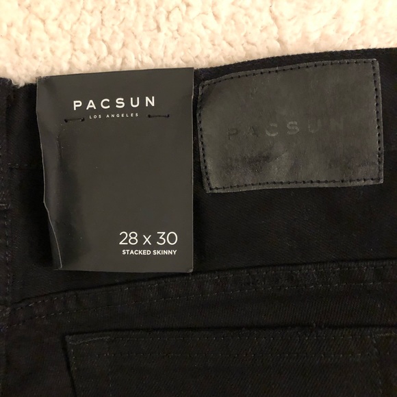 PACSUN Ripped Zip Black Stacked Skinny Jeans - Picture 7 of 8